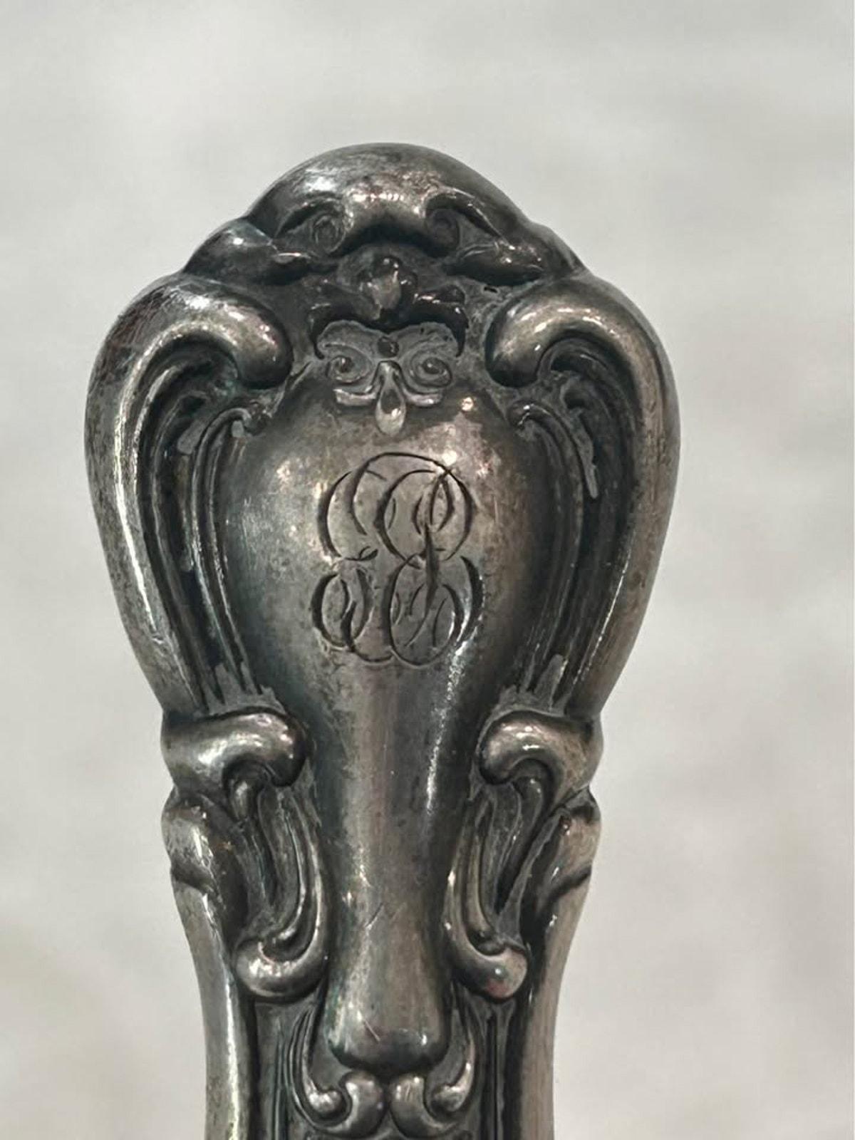 Antique Sterling Silver Ornate Pie and Cake Server Rococo Monogram