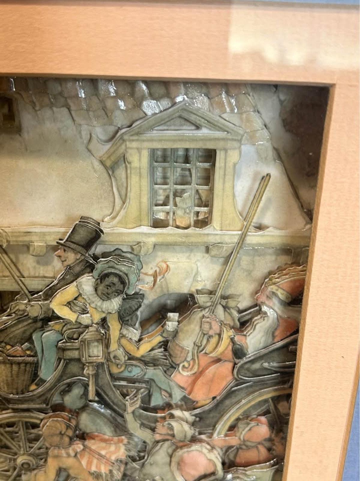 Vintage Anton Pieck 3D Shadow Box St. Nicolaas Winter Scene 1970s