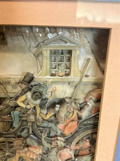 Vintage Anton Pieck 3D Shadow Box St. Nicolaas Winter Scene 1970s