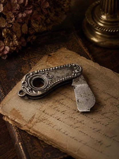 Antique Sterling Silver Watch Fob Pocket Knife Cigar Cutter