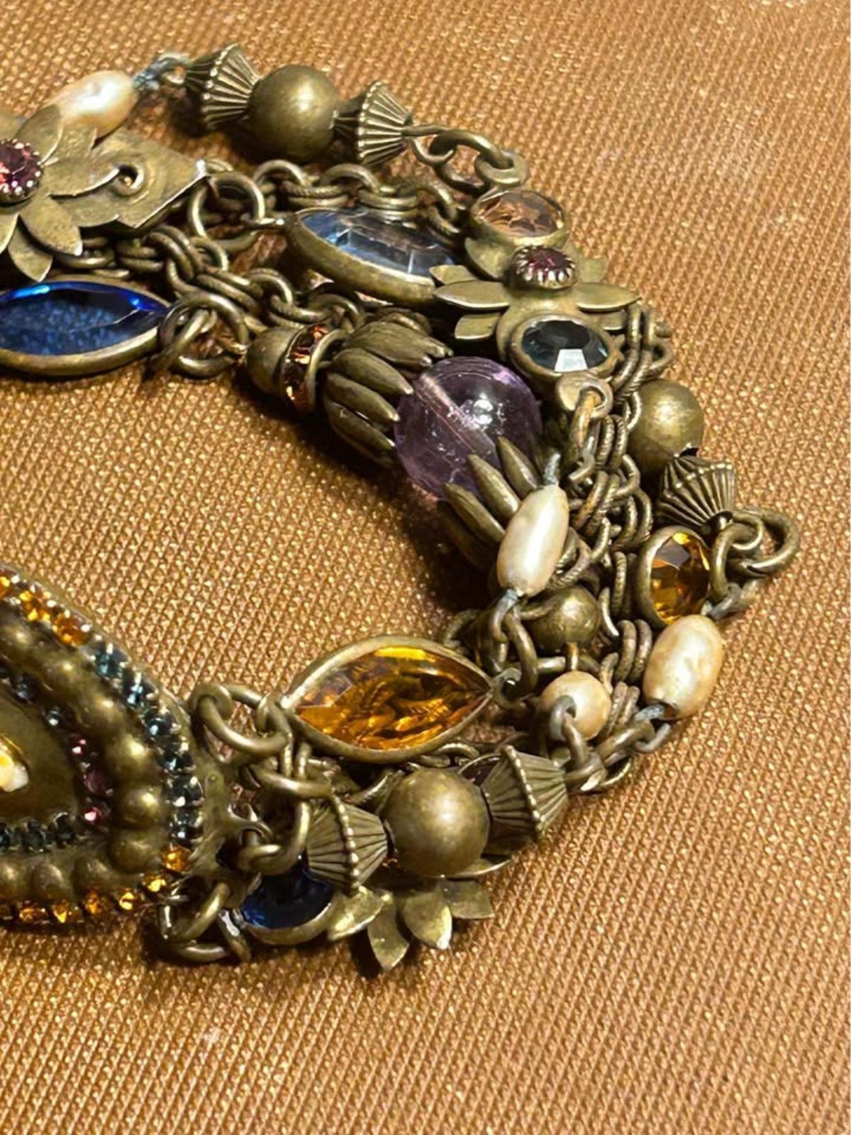 Sorrelli Vintage Multi-Strand Brass Bracelet with Austrian Crystals