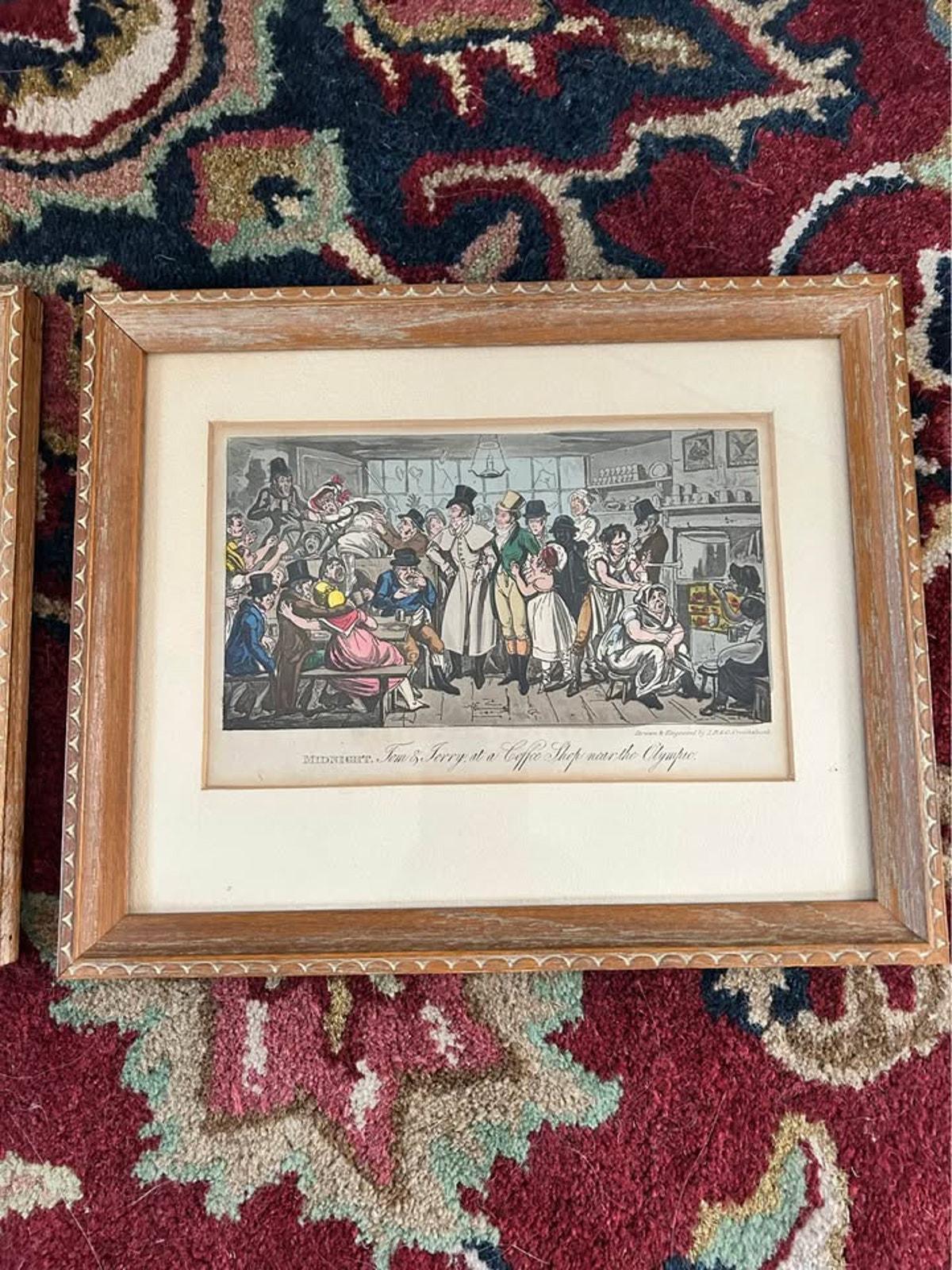 Antique 1821 I.R. & G. Cruikshank Life in London Aquatint Satirical Prints