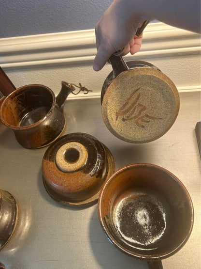 Hand-Signed Studio Stoneware: French Onion Soup & Lidded Casserole Set