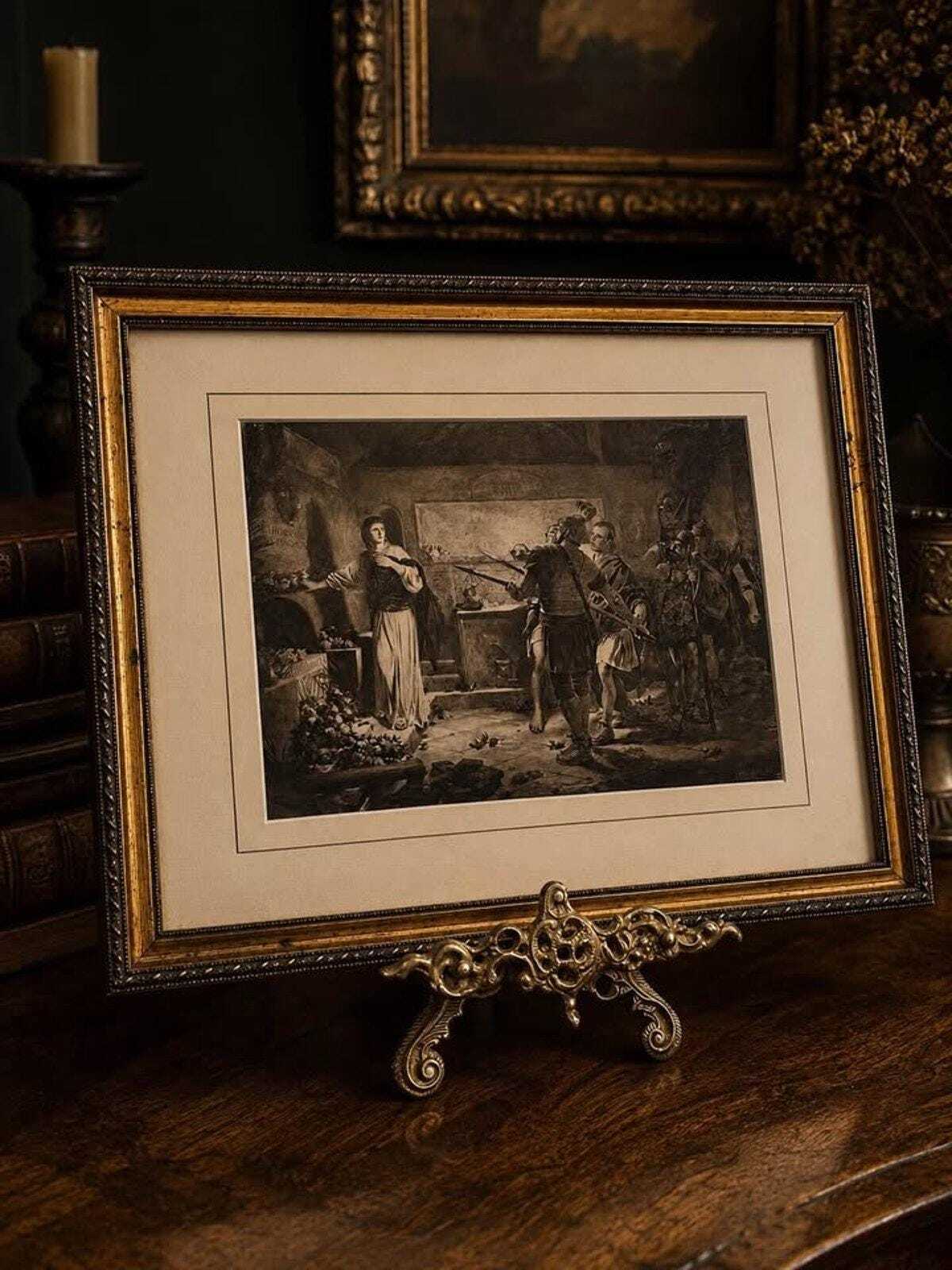Antique Albert Baur The Martyr's Daughter Framed Engraving Early Christian Print