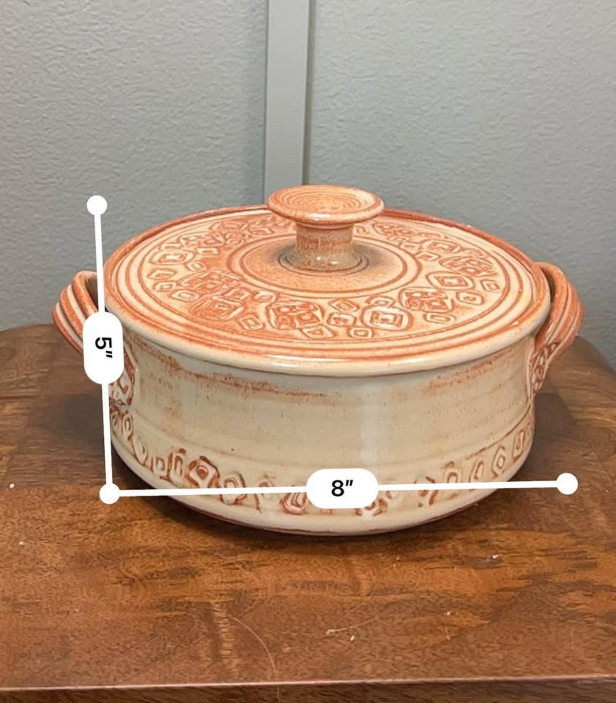 Barbara G. Childs Hand-Carved Studio Pottery Casserole Dish & Platter Set