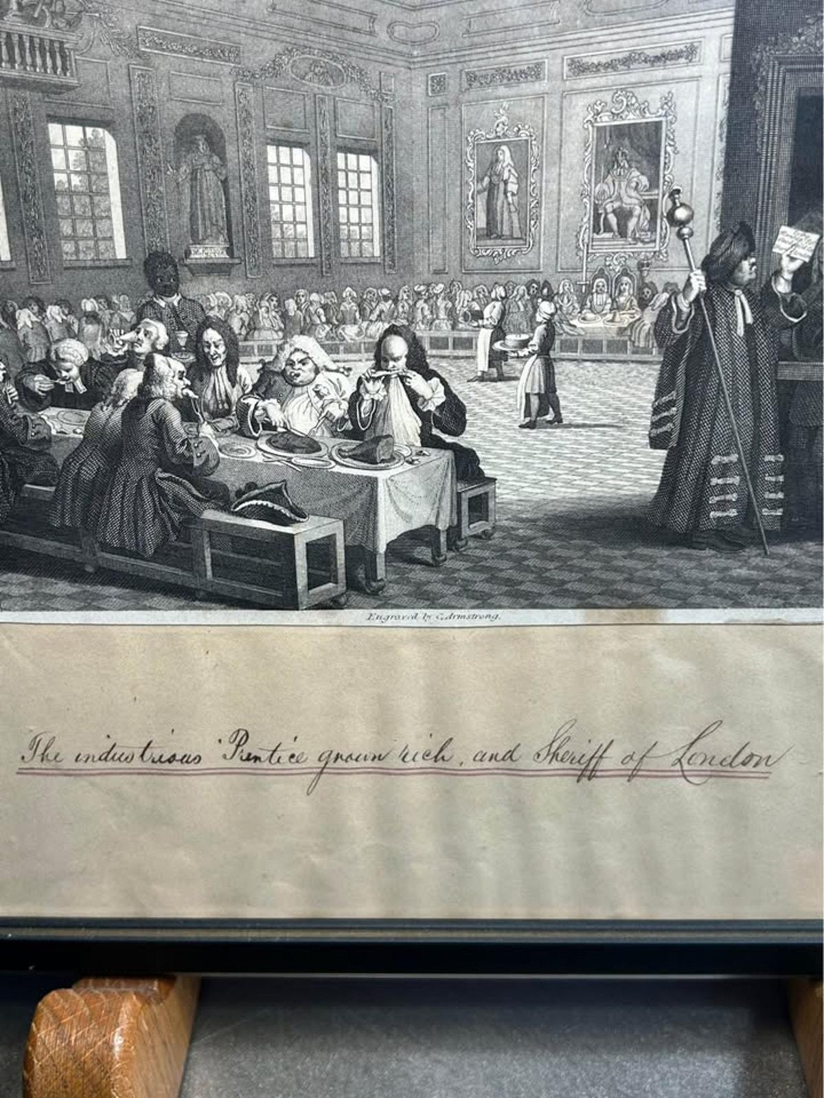 Antique William Hogarth Plate 10 Framed Engraving c. 1850s