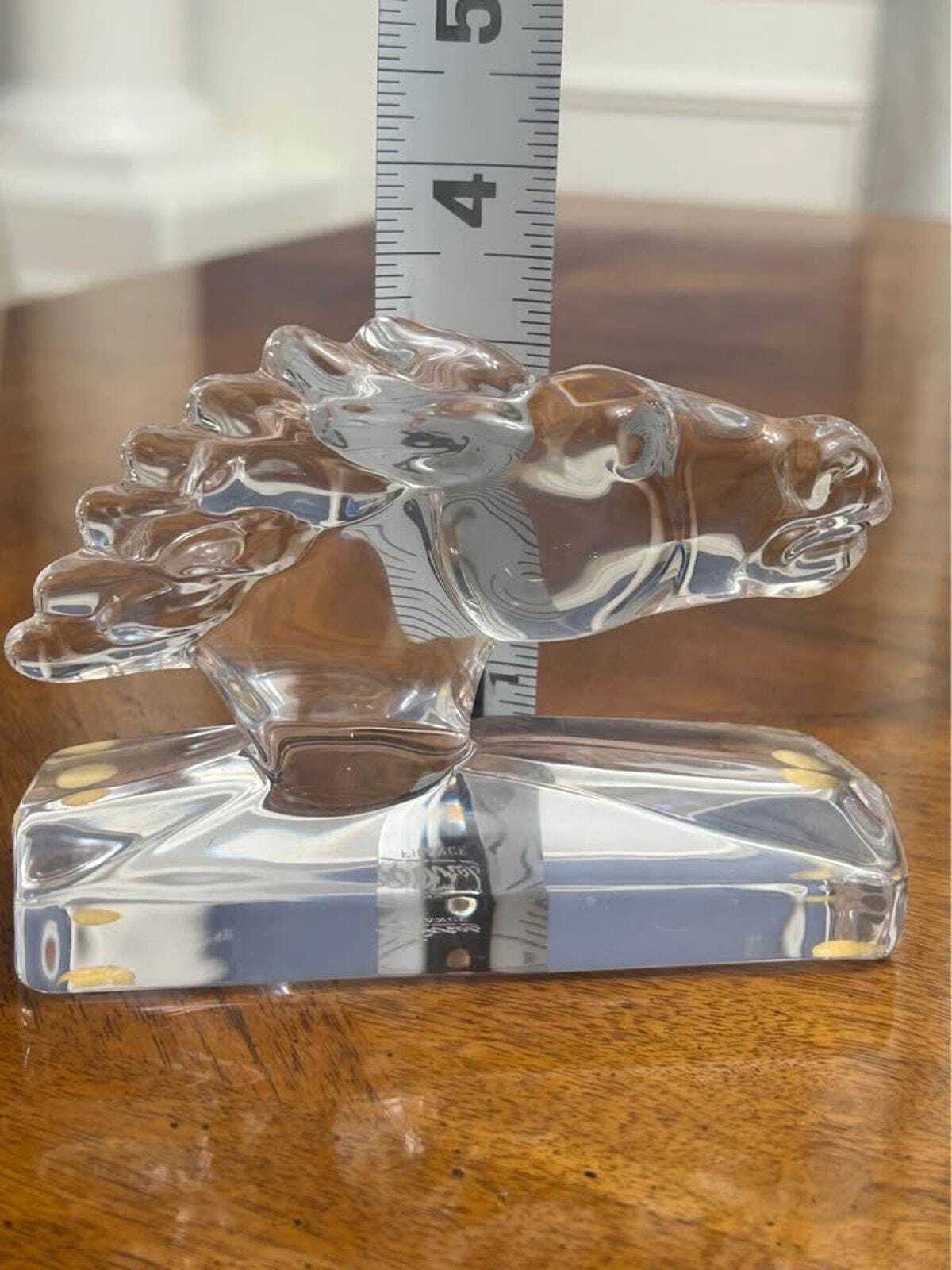 Vintage Sèvres France Clear Crystal Horse Head Sculpture Paperweight
