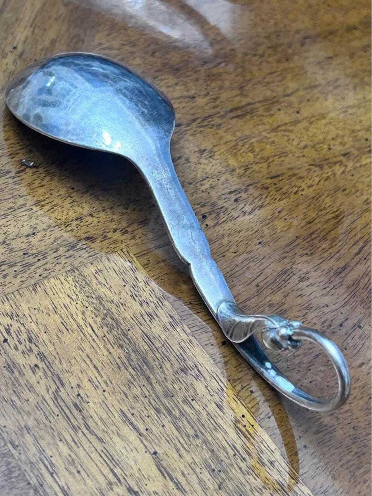 Vintage Georg Jensen Sterling Silver Blossom Pattern 41 Loop Handle Jam Spoon
