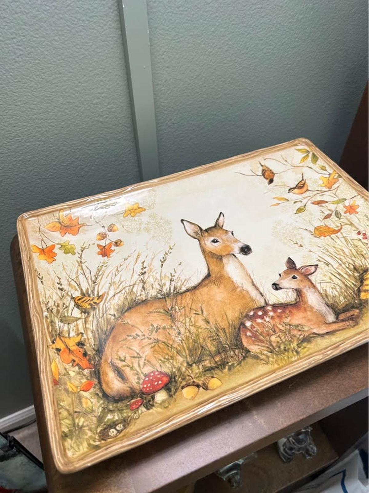 Susan Winget for Certified International "Nature’s Garden" Deer Platter