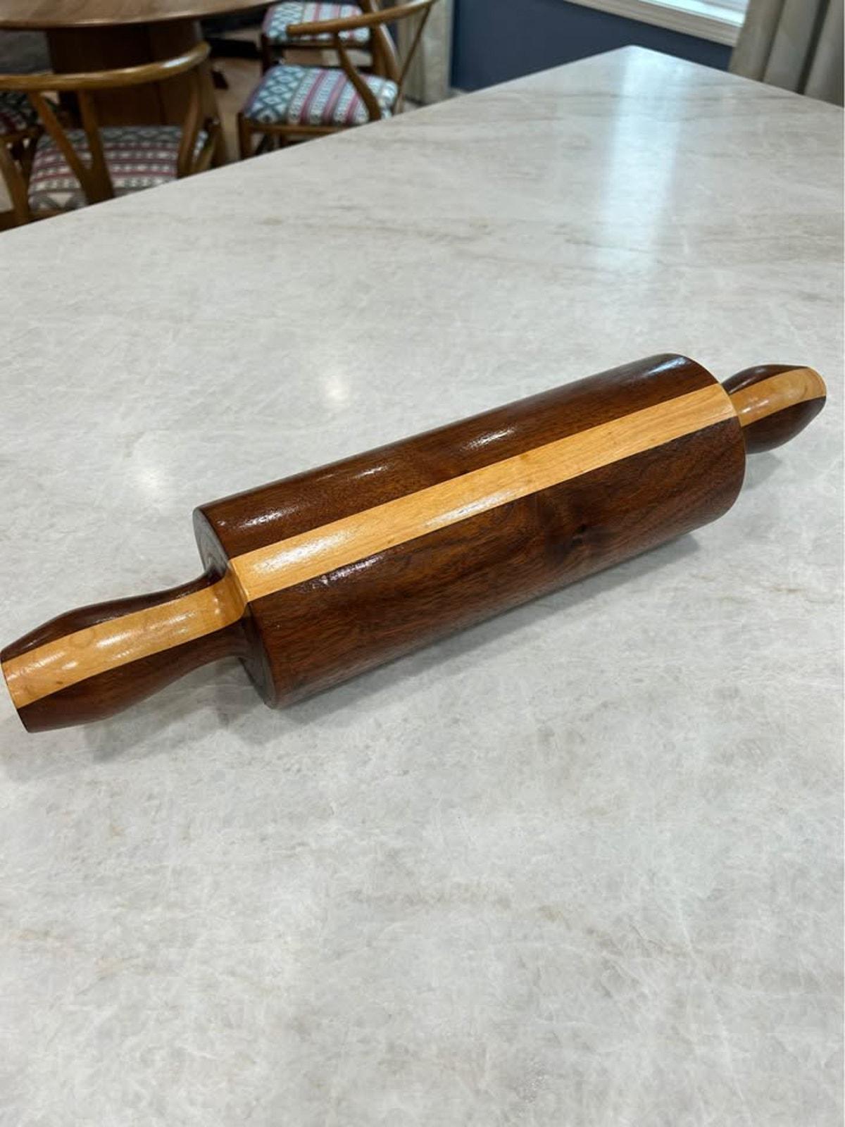 Artisan 19" Striped Walnut & Maple Hardwood Rolling Pin