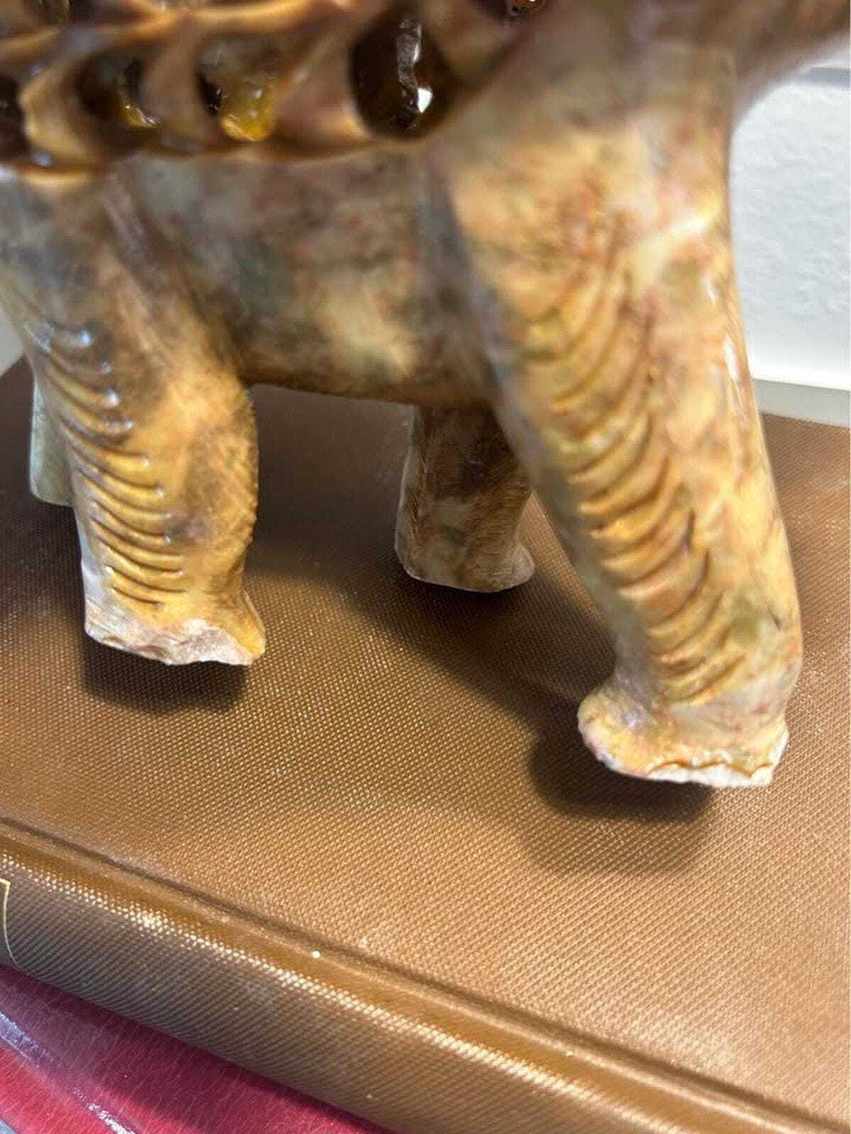 Vintage Hand-Carved Jali Soapstone Elephant Sculpture with Inner Baby Elephant