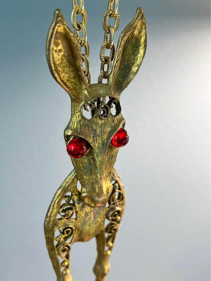 Juliana DeLizza & Elster Articulated Donkey Pendant Necklace, Vintage 1960s