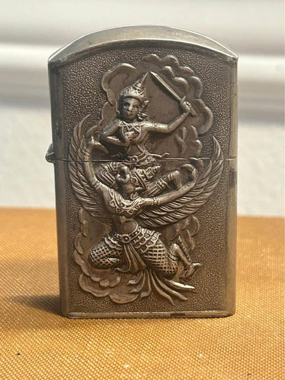 Vintage Siam Sterling Silver Repoussé Lighter Case Hanuman Ramakien