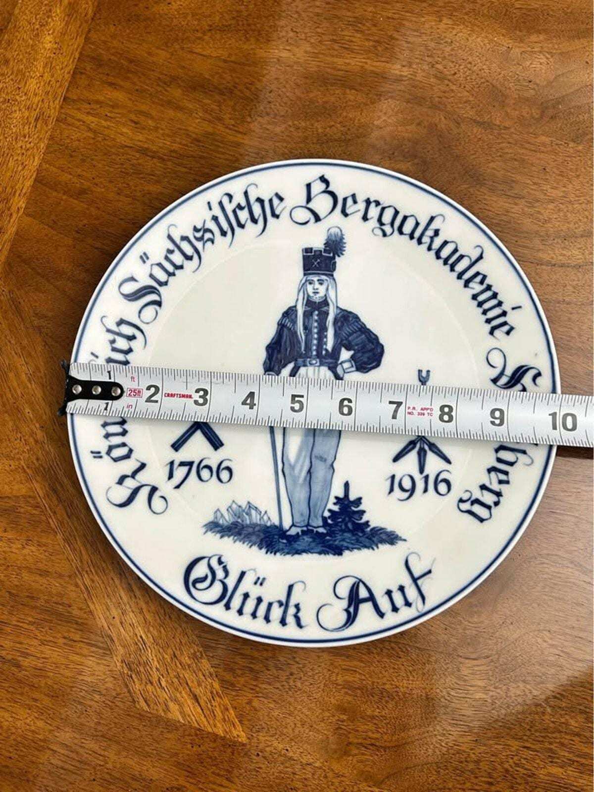Antique 1916 Meissen Porcelain Plate - Royal Saxon Mining Academy Freiberg