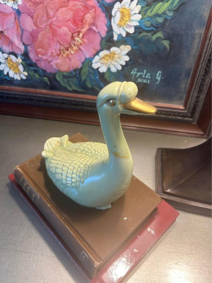 Skupen Studio Ceramic Goose Figurine with Gold Luster