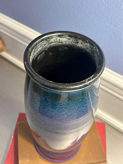 Terry Grimley Signed Seattle Studio Pottery Vase - Galaxy Glaze - 10"
