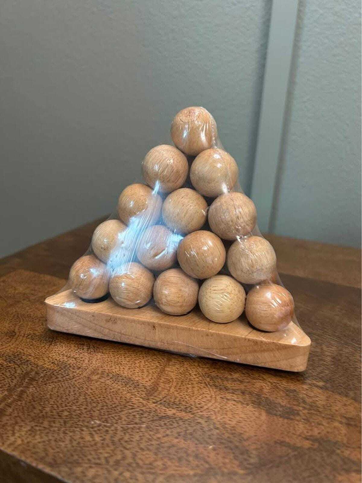 Vintage Mike Reilly Cannonball Puzzle | Geometric Wooden Brain Teaser, NOS