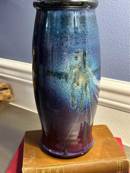 Terry Grimley Signed Seattle Studio Pottery Vase - Galaxy Glaze - 10"