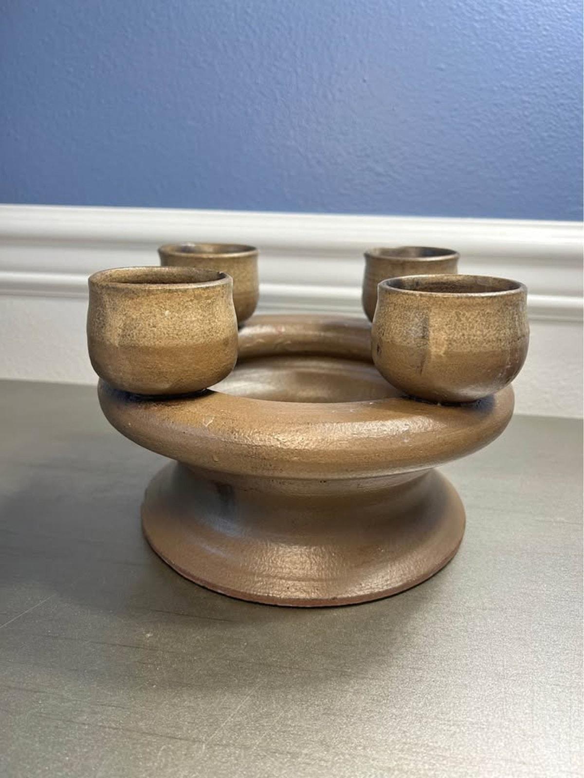 Vintage 1980s Andy Phibbs Studio Pottery Candelabra
