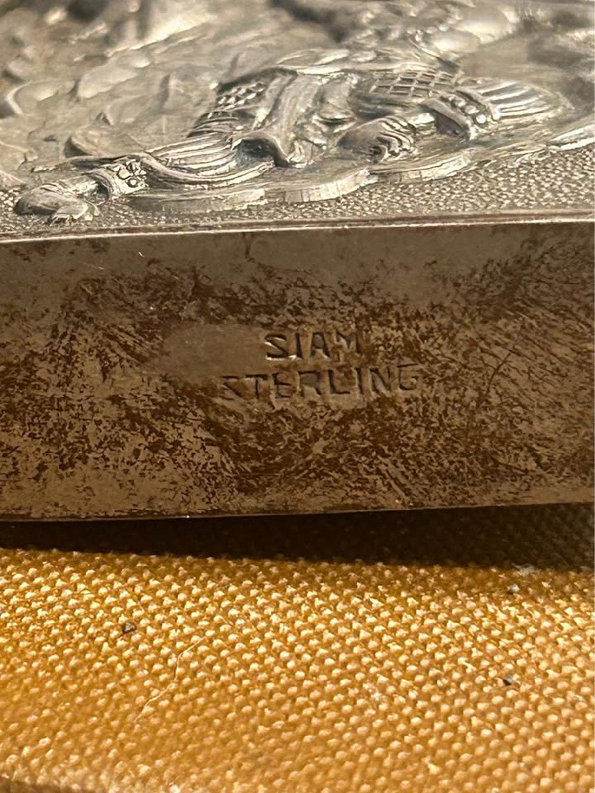 Vintage Siam Sterling Silver Repoussé Lighter Case Hanuman Ramakien