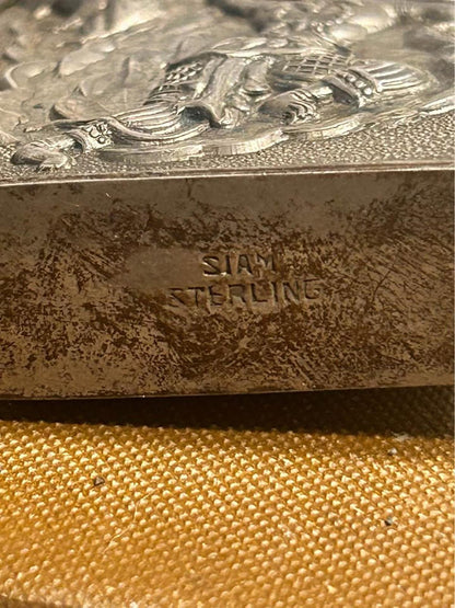 Vintage Siam Sterling Silver Repoussé Lighter Case Hanuman Ramakien