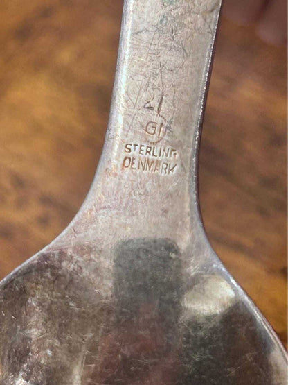 Vintage Georg Jensen Sterling Silver Blossom Pattern 41 Loop Handle Jam Spoon