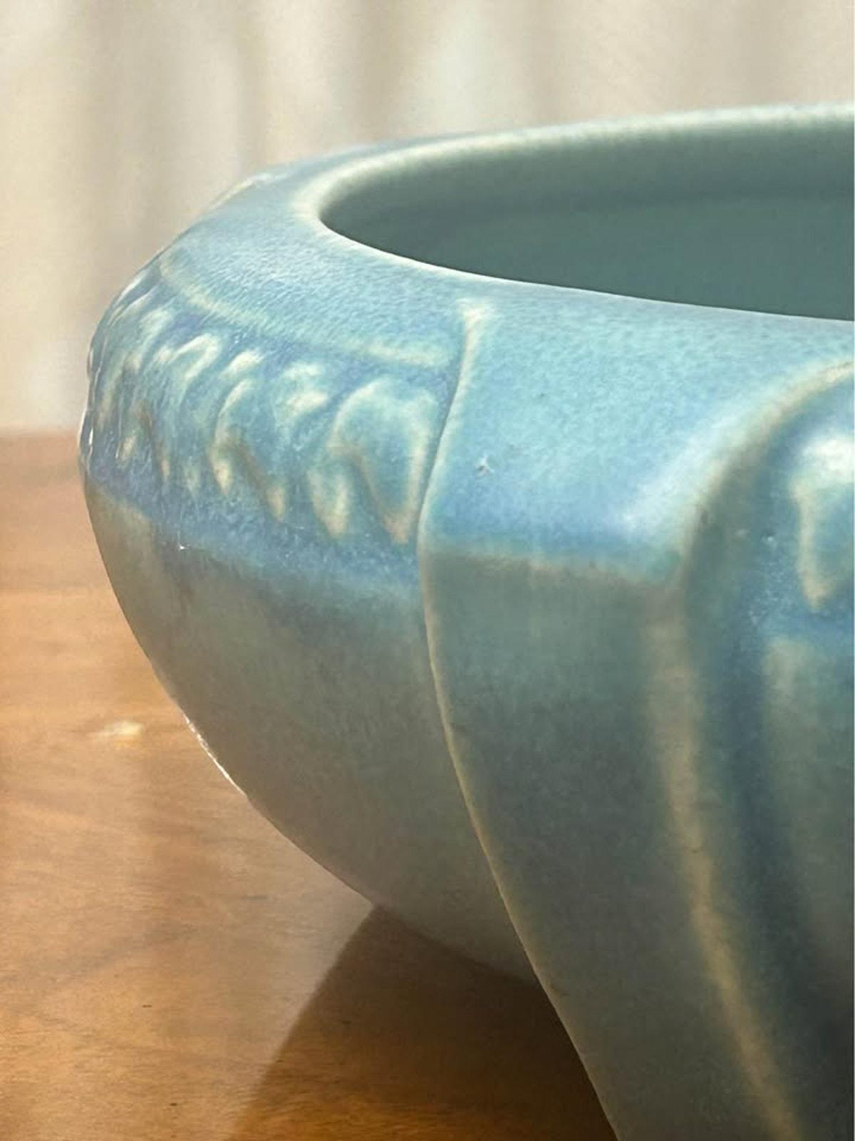 Antique Rookwood Pottery Matte Blue Buttress Bowl Shape 1265