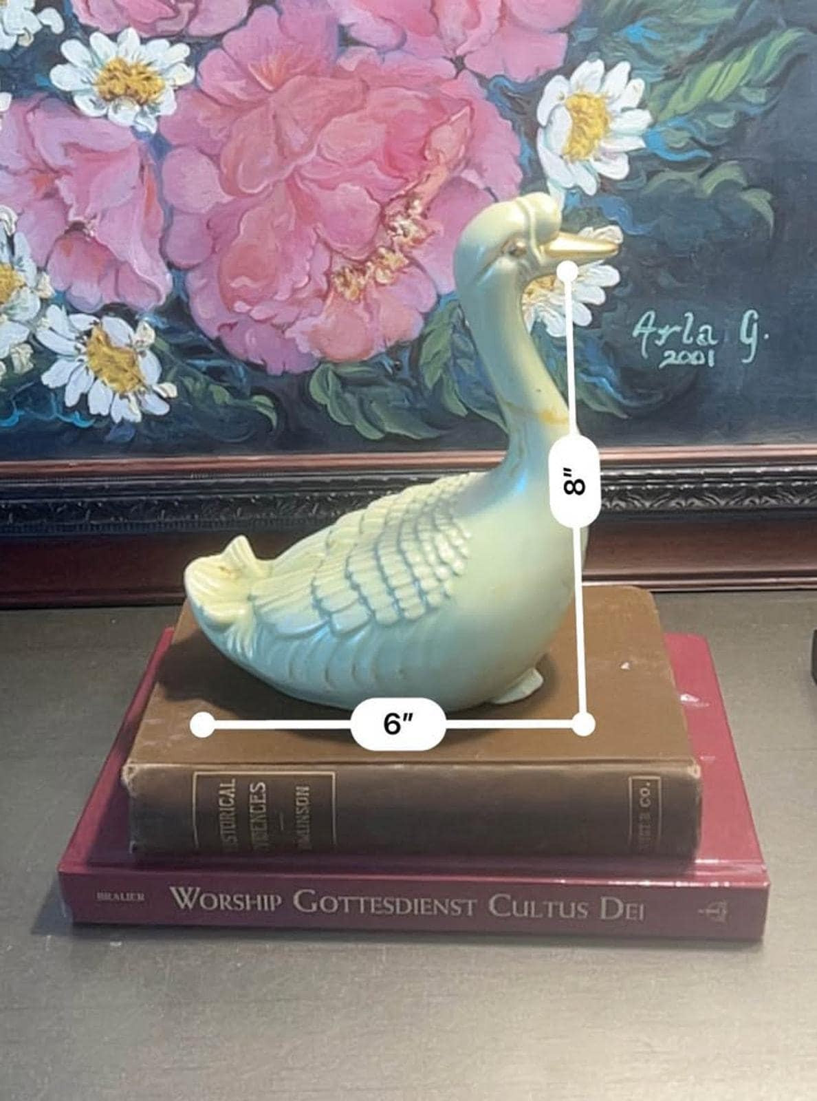Skupen Studio Ceramic Goose Figurine with Gold Luster