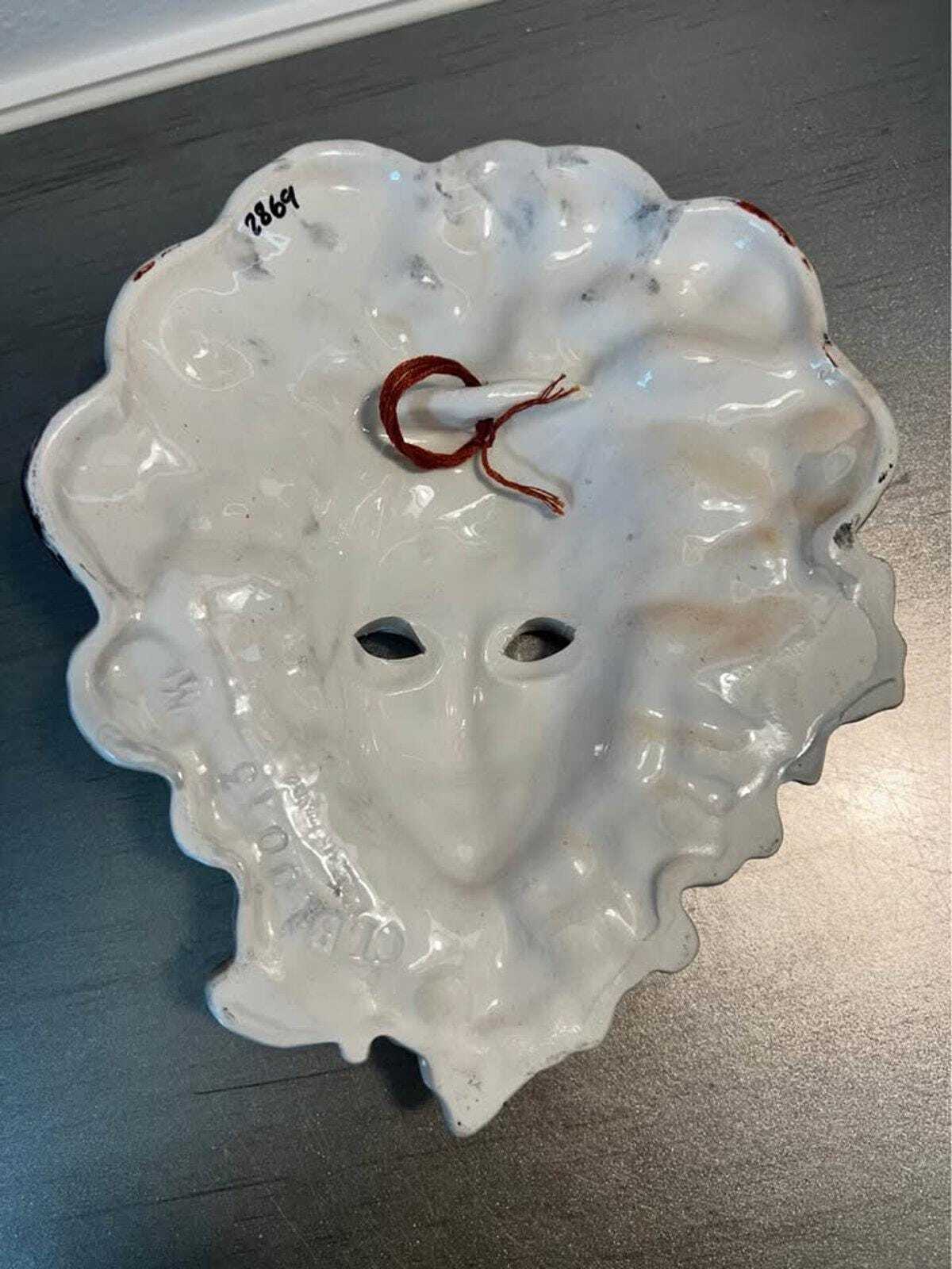 CLB 0073 M Italian Ceramic Wall Mask, Hand-Painted Fruit & Leaf Motif