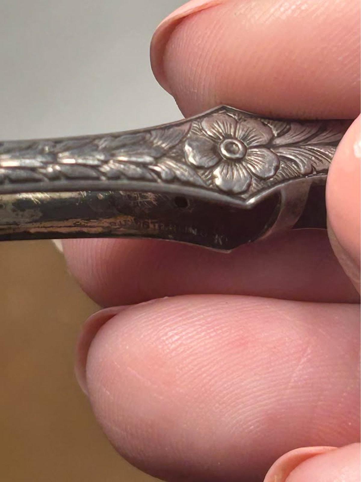 Antique Sterling Silver Floral Engraved Folding Lorgnette