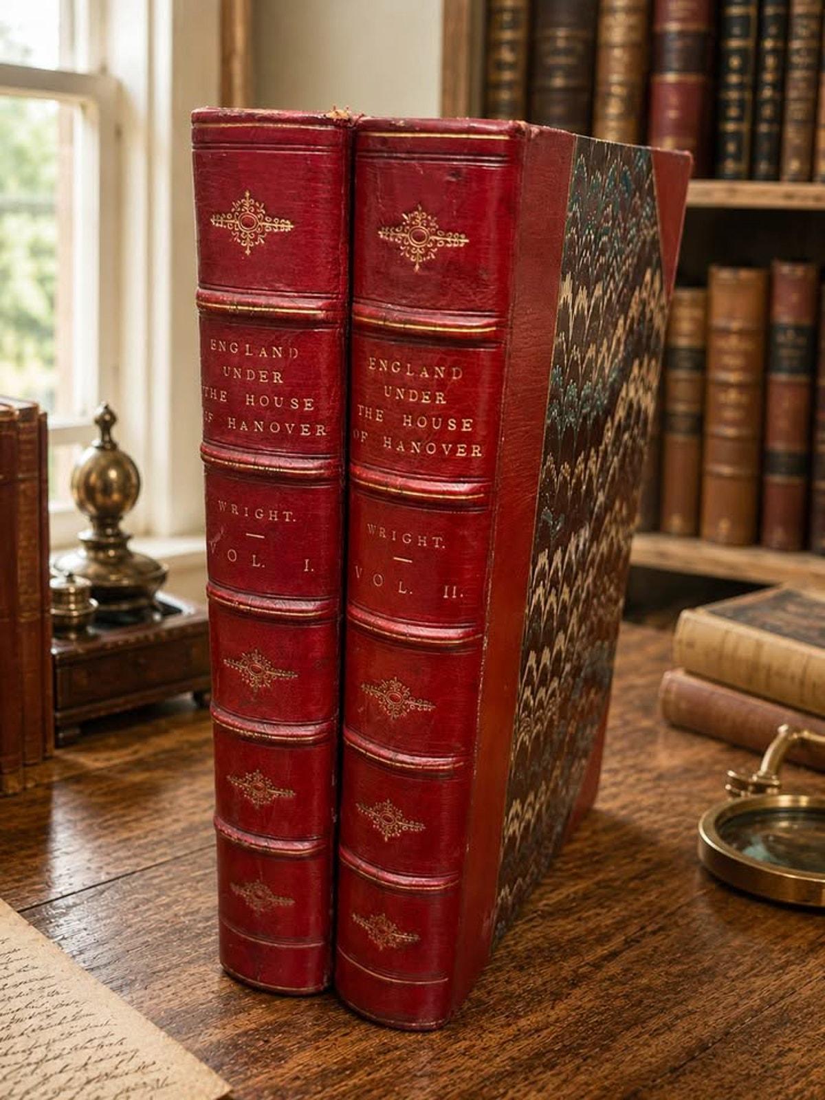 Antique 1848 2nd Edition England Under the House of Hanover, Thomas Wright 2 Vol Book Set