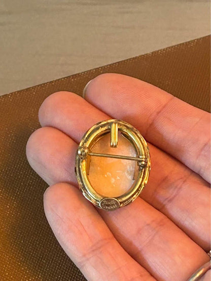 Vintage Divelle 1/20 12K Gold Filled Carved Shell Cameo Brooch and Pendant