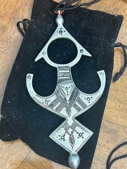 Vintage Large Tuareg Cross of Agadez Pendant Necklace Tribal Amulet