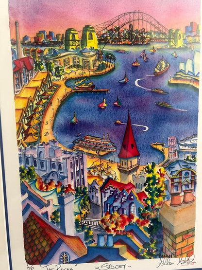 Allan Giddy "The Rocks" Sydney Artist Proof - Framed Mid-Century Modern Style