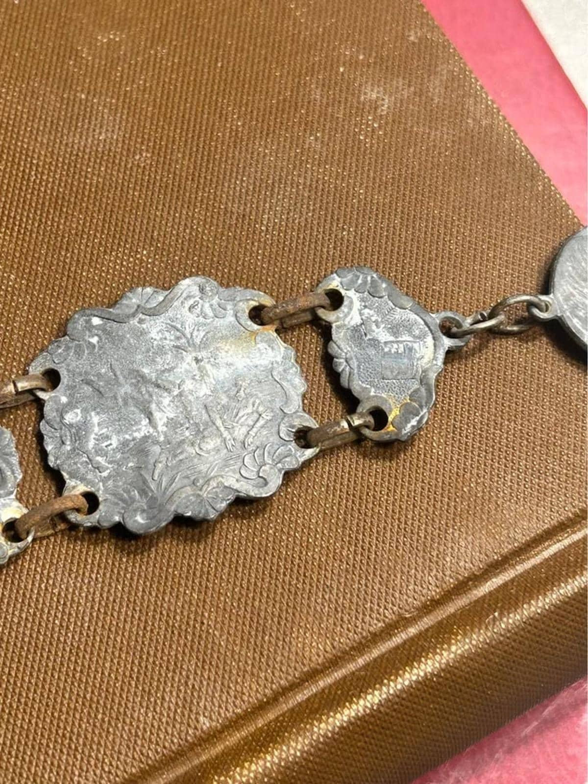 Vintage Mexican Silver Don Quixote Story Bracelet, Mid-Century Relief Panel Jewelry