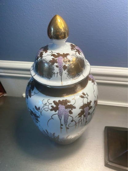 Antique Meiji Period Kutani Porcelain Ginger Jar – Wisteria and Crane