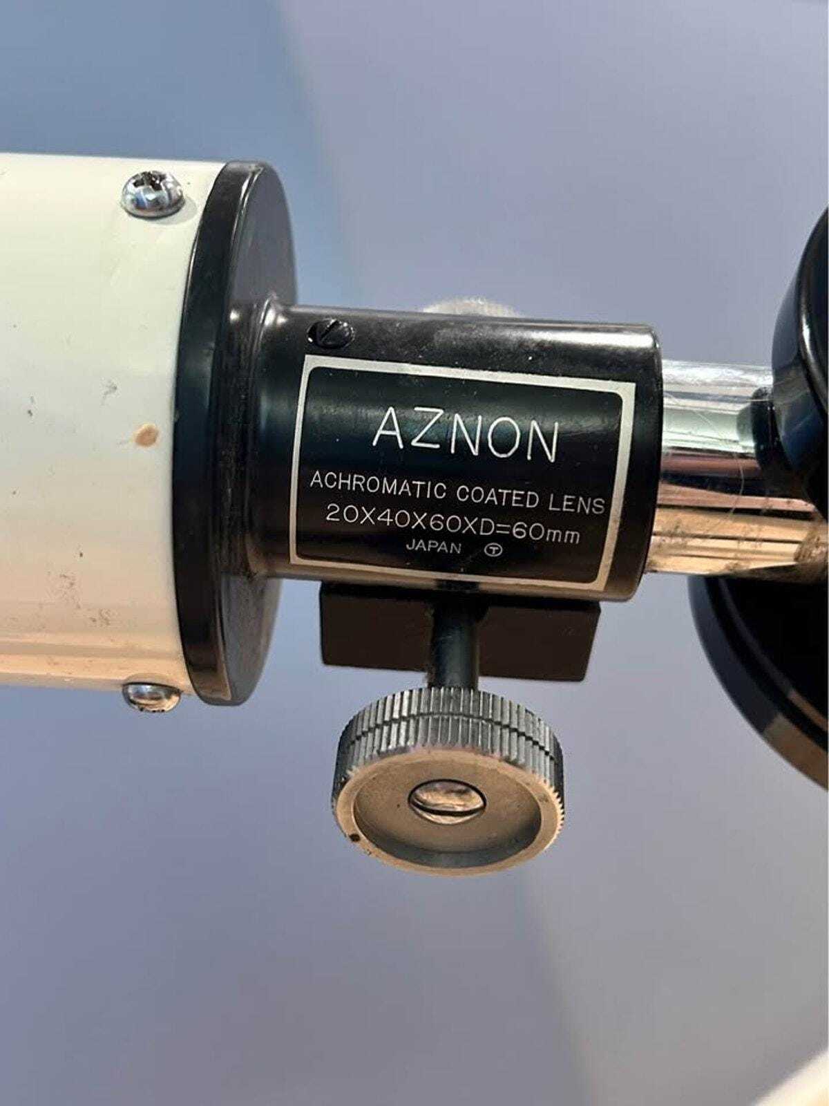 Vintage Towa Aznon 60mm Refractor Telescope with Wood Tripod & Original Box