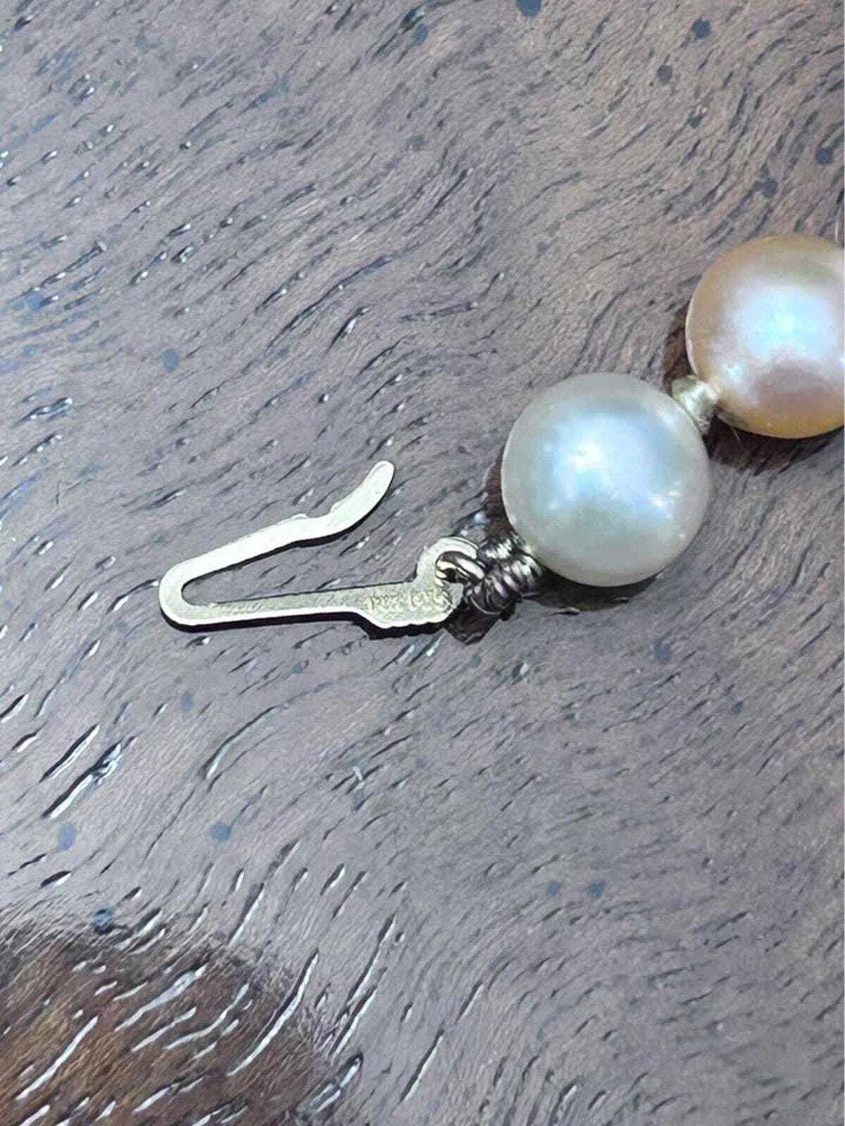 Vintage Cultured Pearl Necklace with 14K Gold Clasp and Grey Baroque Pearl