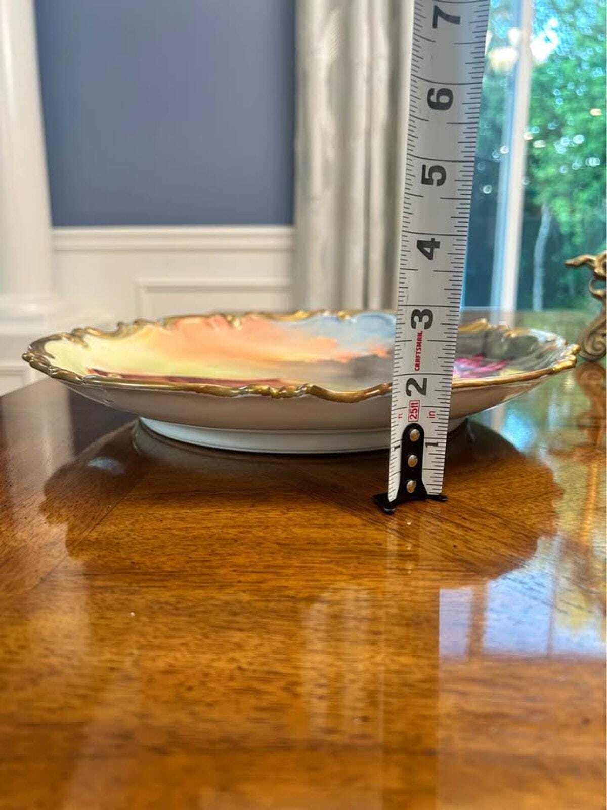 Antique Limoges France Hand Painted Fish Charger Plate Signed Marcel