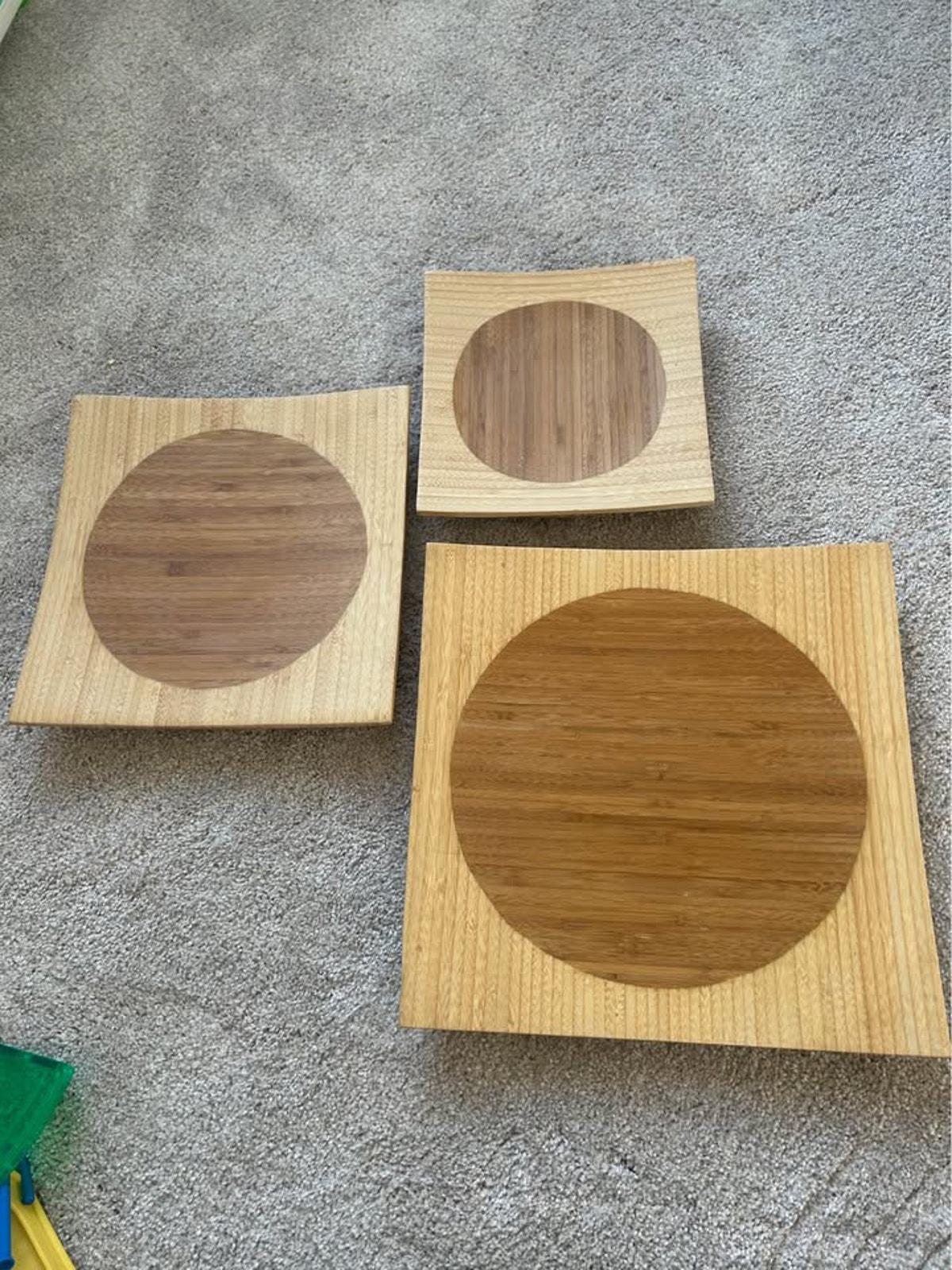 Bamboo Nesting Trays - Wabi Sabi Japandi Table Decor, Set of 3