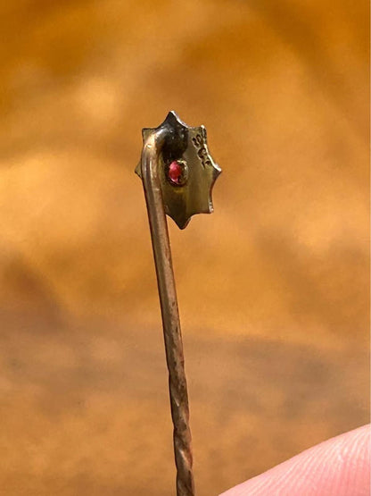 Antique 9ct Gold and Garnet Star Stick Pin, Victorian Edwardian Tie Pin