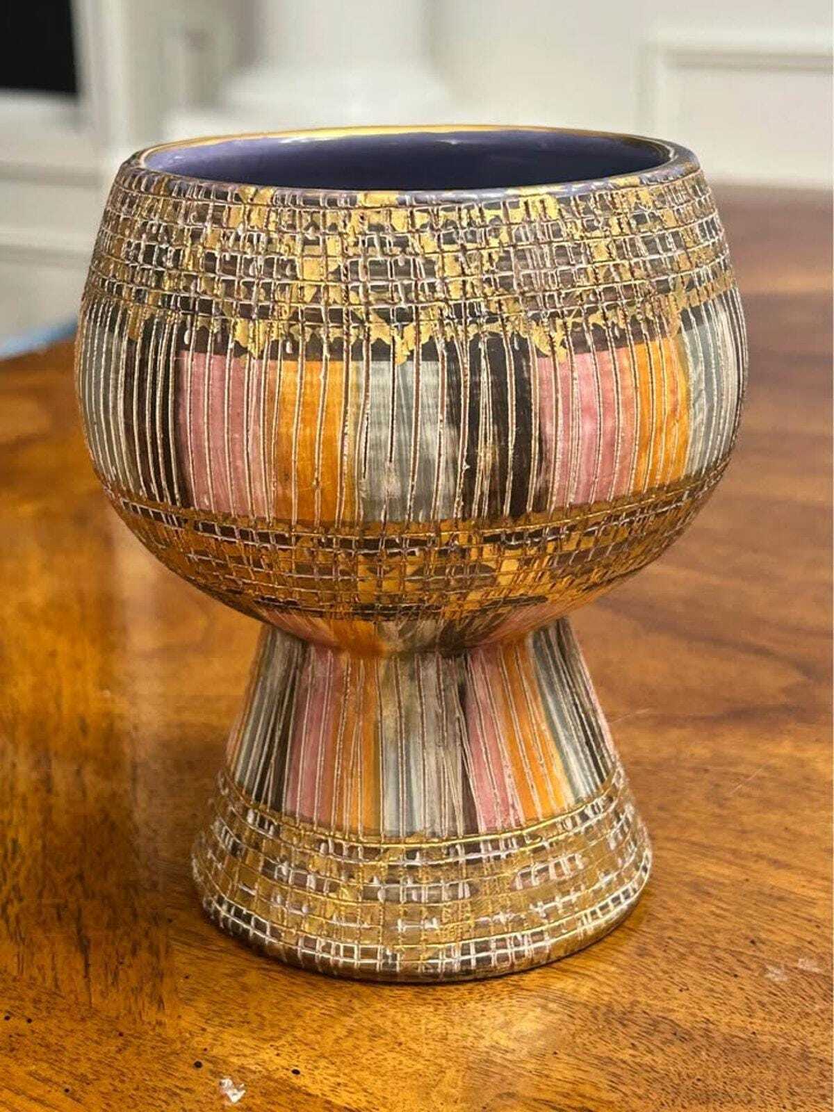 Vintage Aldo Londi for Bitossi Seta Ceramic Candle Holder