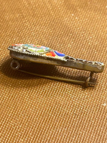 Vintage Italian Micro Mosaic Mandolin Brooch