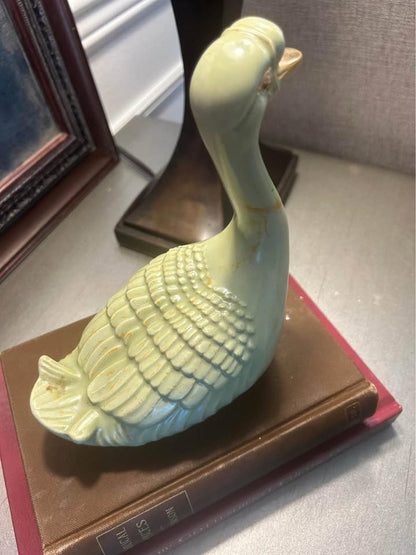 Skupen Studio Ceramic Goose Figurine with Gold Luster