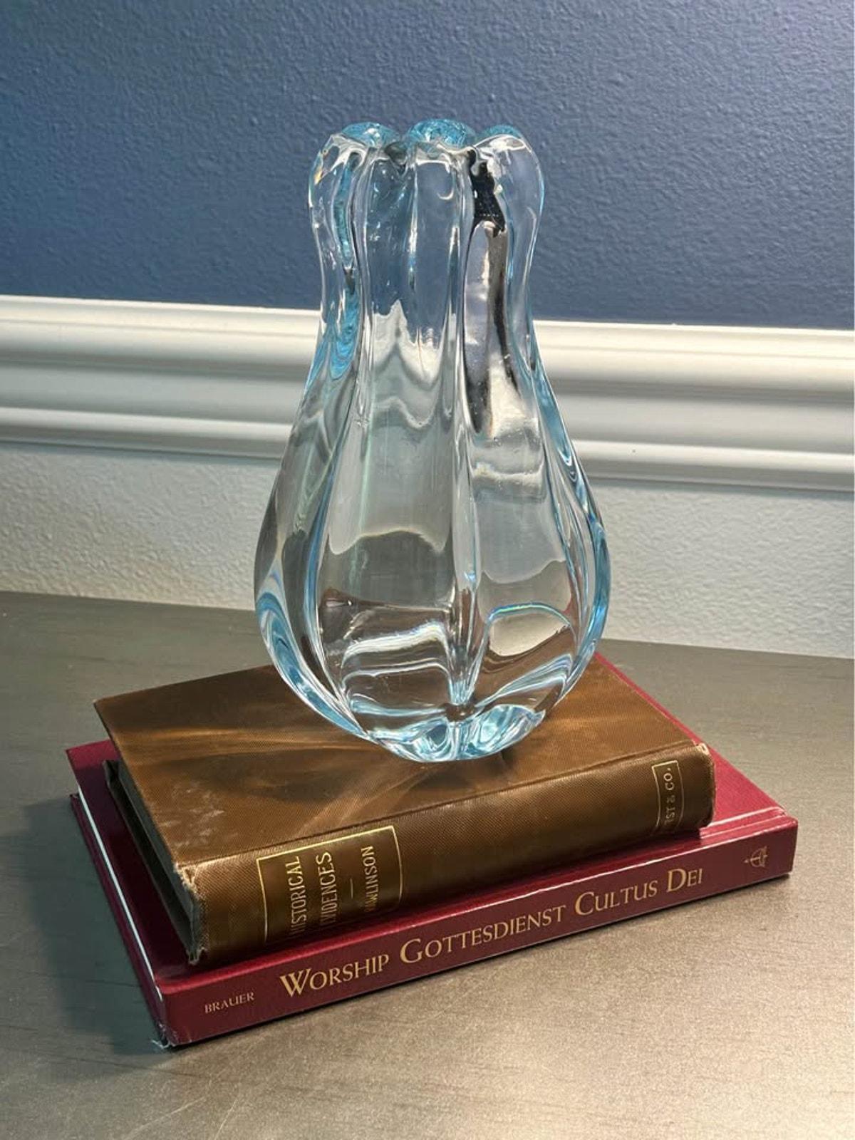 Orrefors Stella Polaris Ice Blue Glass Vase by Vicke Lindstrand