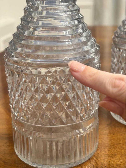Vintage Cut Crystal Step-Neck Decanter Pair | Anglo-Irish Georgian Style Barware