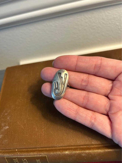 Vintage Hopi Sterling Silver Overlay Ring Split Shank Native American - Size 6