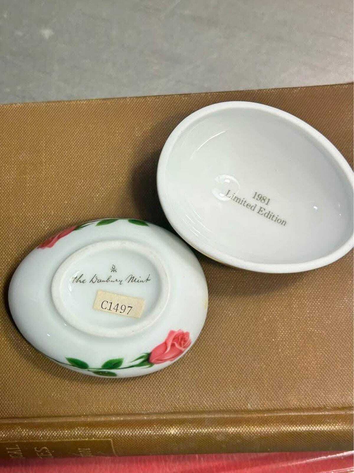 The Danbury Mint Limited Edition Floral Porcelain Egg Trinket Boxes (1980-1981)