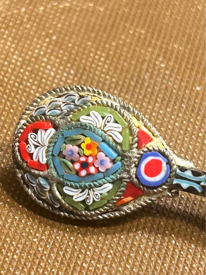 Vintage Italian Micro Mosaic Mandolin Brooch