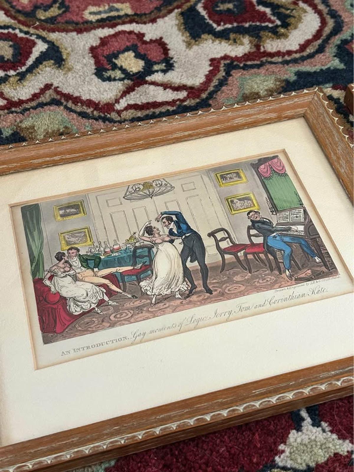 Antique 1821 I.R. & G. Cruikshank Life in London Aquatint Satirical Prints